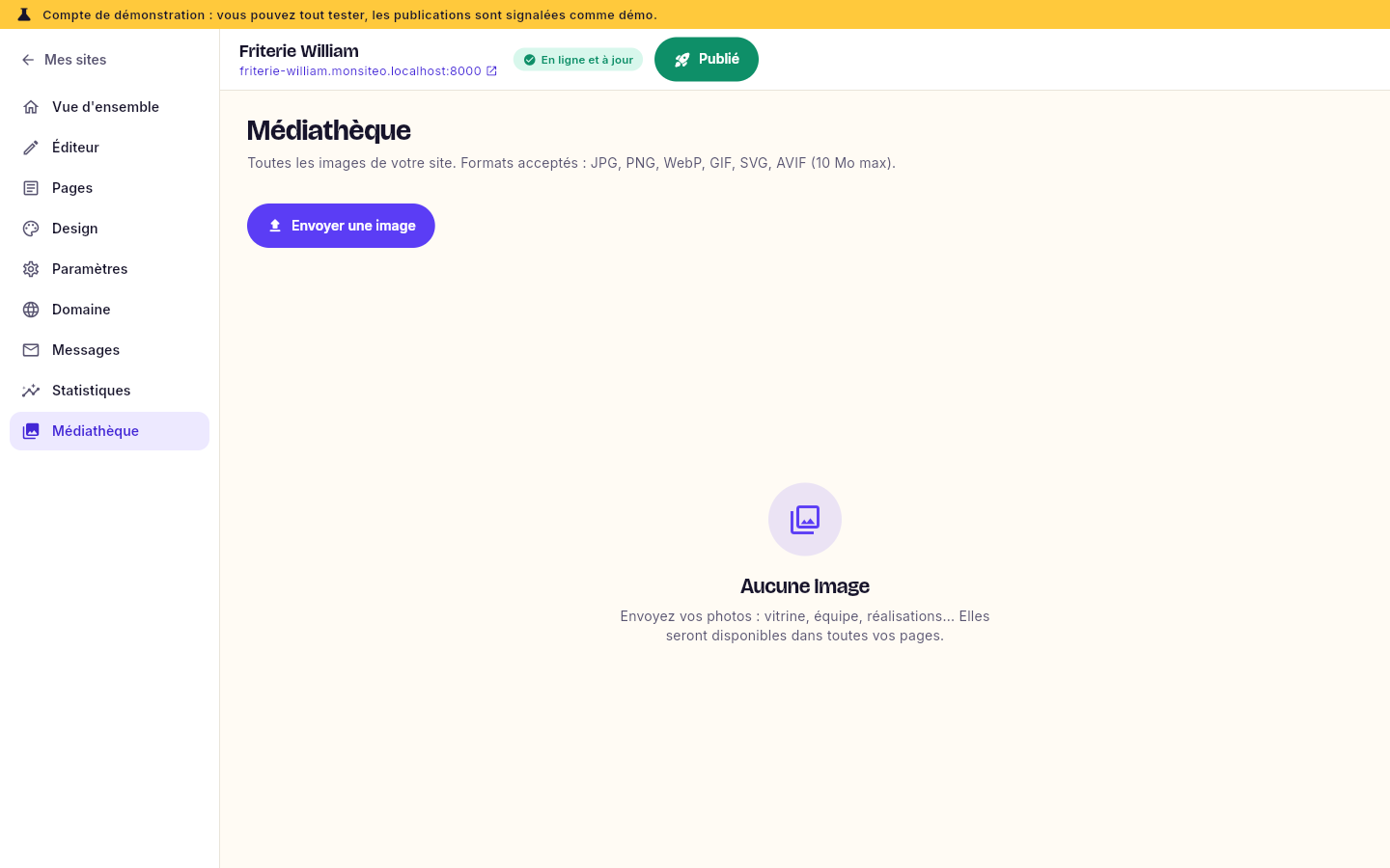 La médiathèque d'un site.