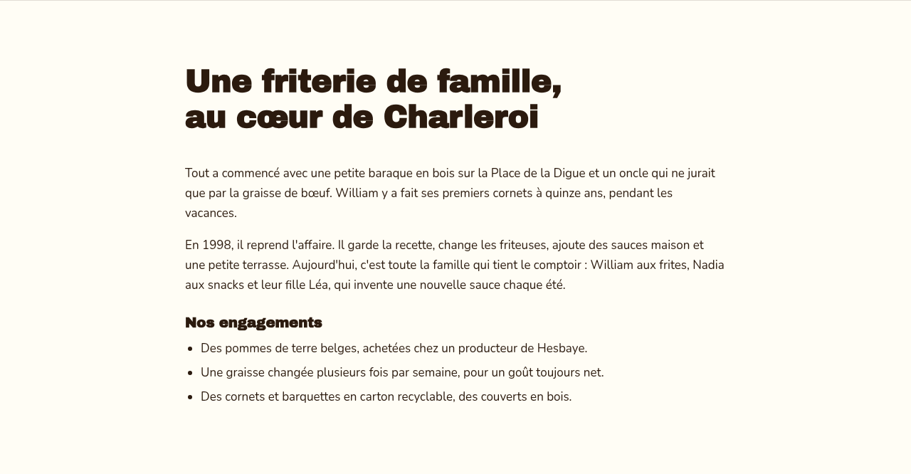 Une section Texte avec un titre et deux paragraphes.